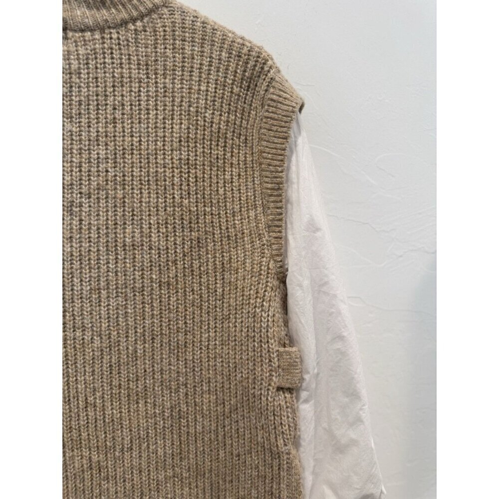 River Island Mock-neck Sweater Layered Long Sleeve Tan And White Size 10 - Picture 12 of 12